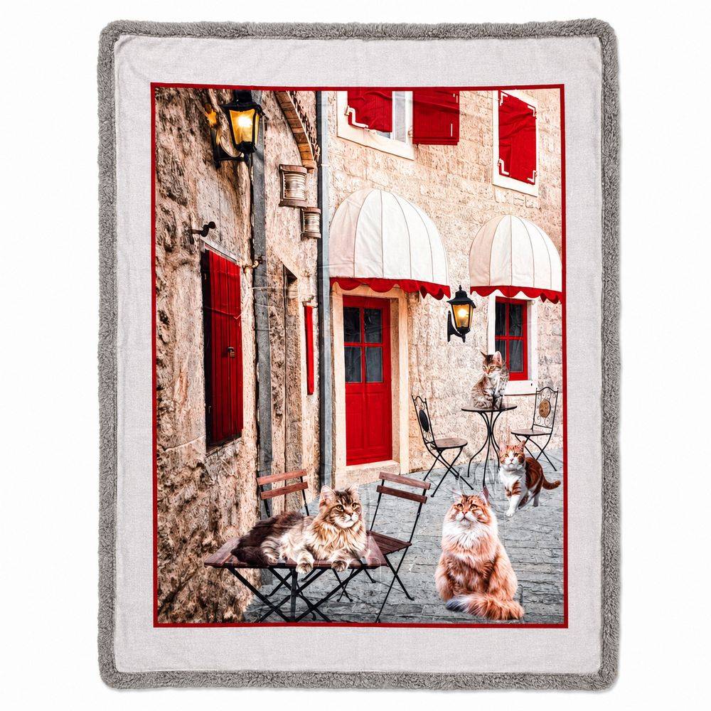 Plaid Sherpa stampa digitale Gatti Vicolo 130 x 160