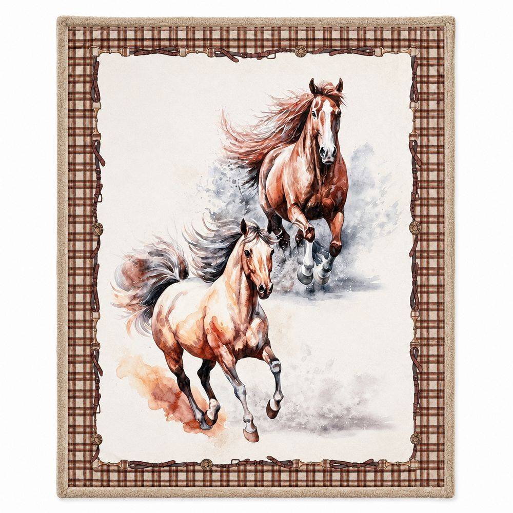 Plaid Sherpa stampa digitale Cavalli 130 x 160