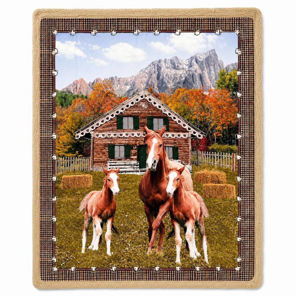 Plaid Sherpa stampa digitale Horse - Baita 130 x 160