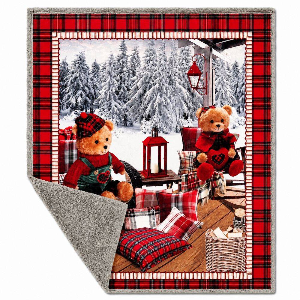 Plaid Sherpa stampa digitale Teddy Orsetti 130 x 160