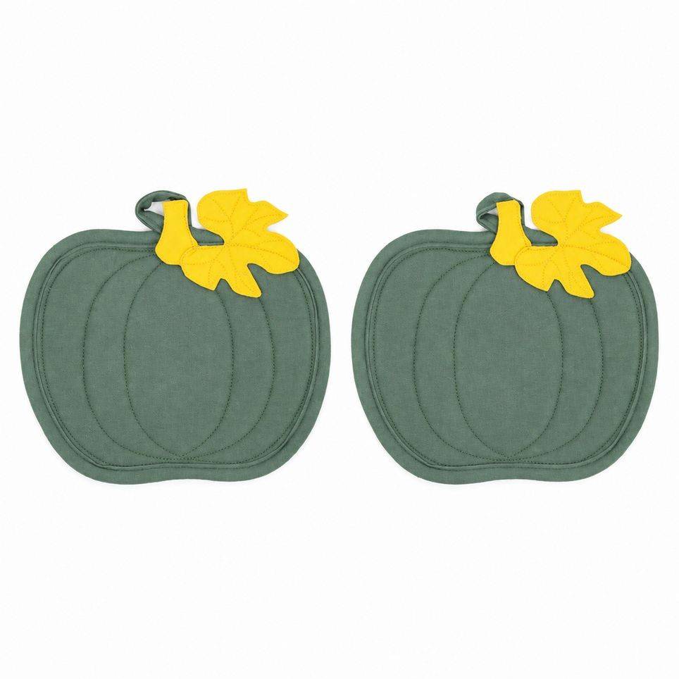 Coppia presine Sagomate Zucche Verdi