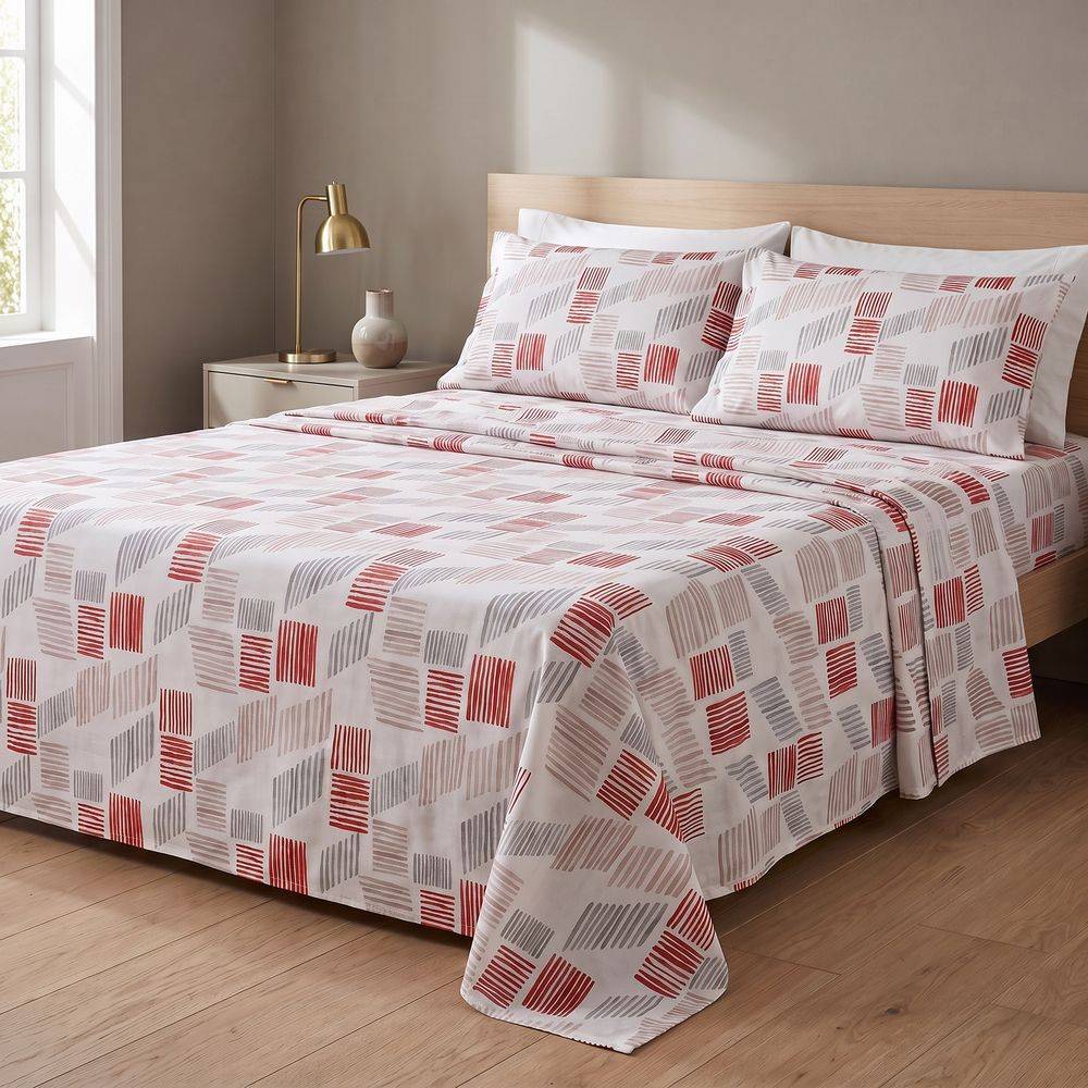 Completo Lenzuola Tribe Jack Rosso Matrimoniale