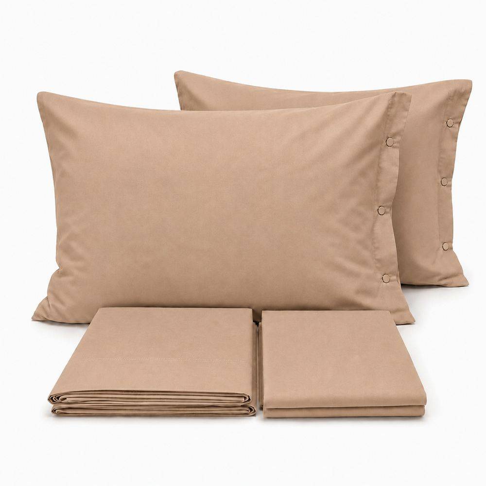 Completo Lenzuola Joli Terra Federe con bottoni King Size