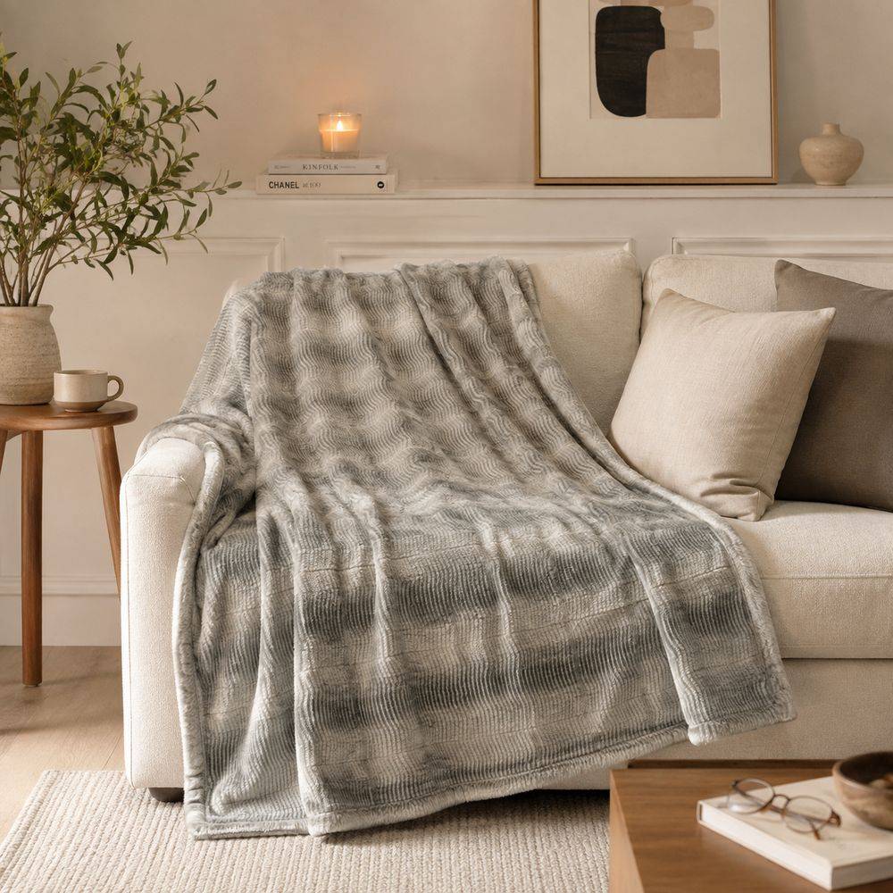 Plaid Rabbit pelliccia ecologica grigia 130 x 160