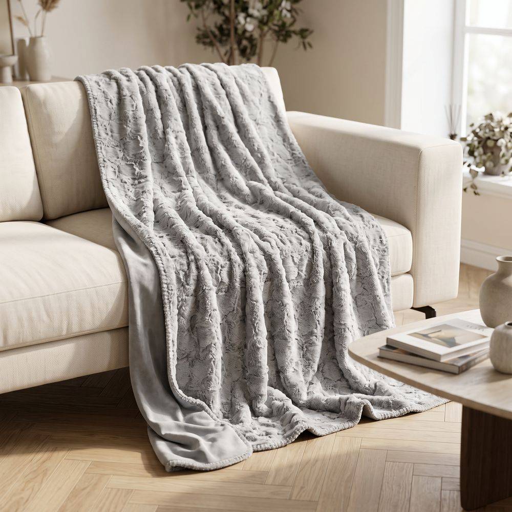 Plaid Glam pelliccia ecologica grigia 130 x 160