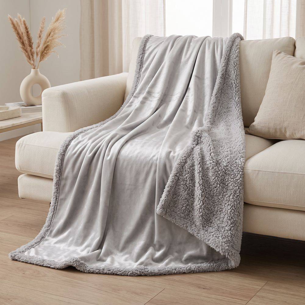 Plaid Sherpa Soffy Grigio chiaro 130 x 160