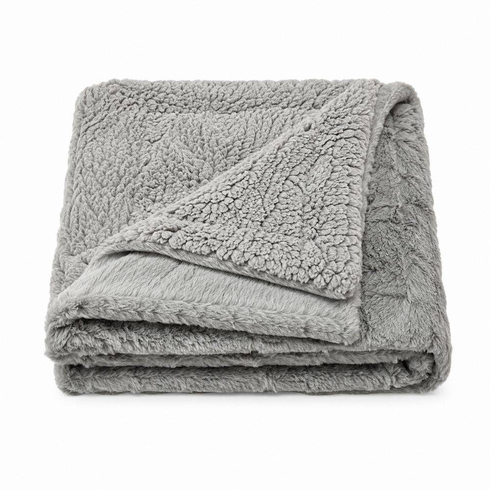 Plaid Marlene pelliccia ecologica grigia matrimoniale 200 x 230