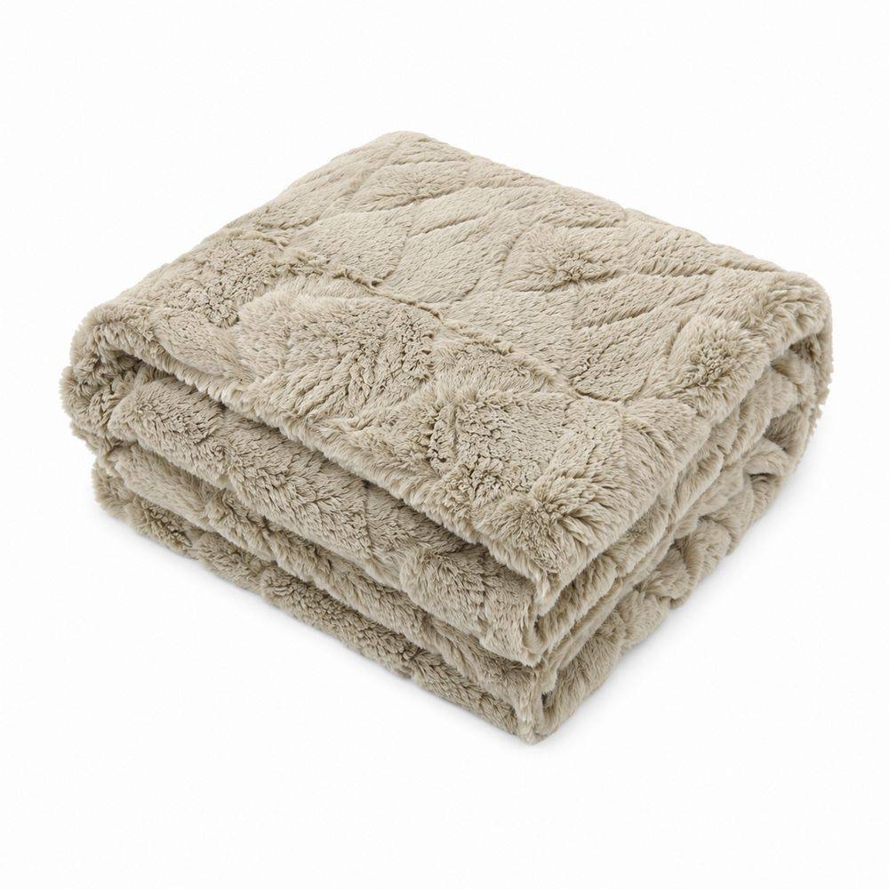 Plaid Marlene pelliccia ecologica tortora 130 x 160