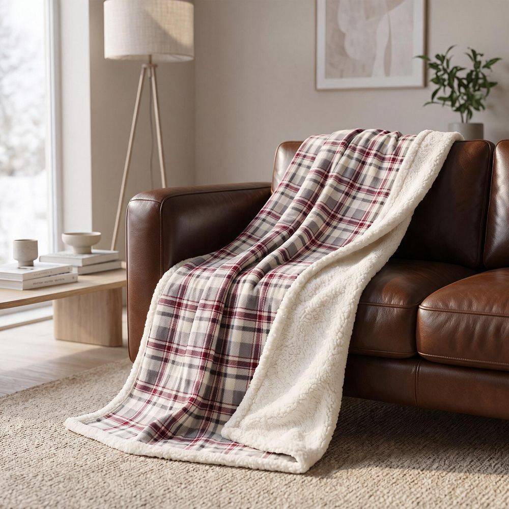 Plaid Aron Sherpa vecchia scozia viola 120 x 150