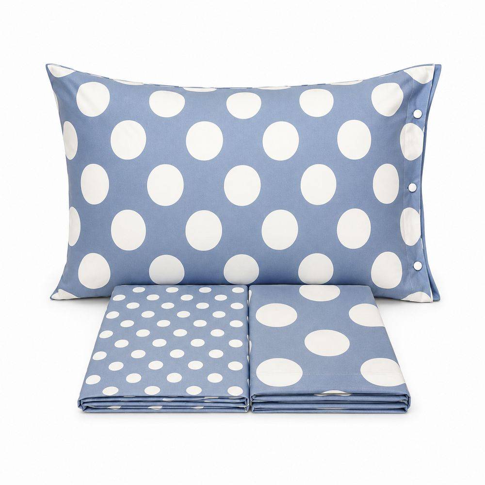 Completo Lenzuola Moon pois azzurro singolo