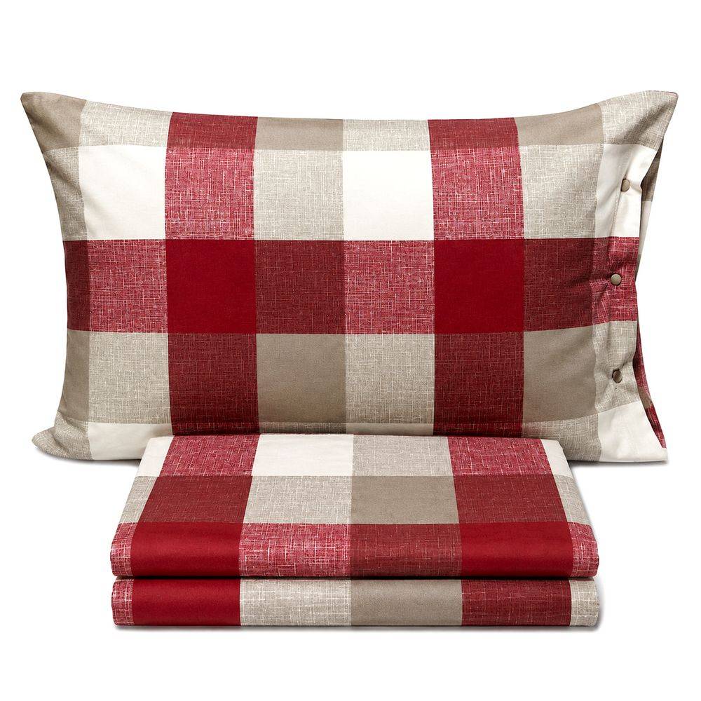 Completo Lenzuola Quadrettone bordeaux Matrimoniale