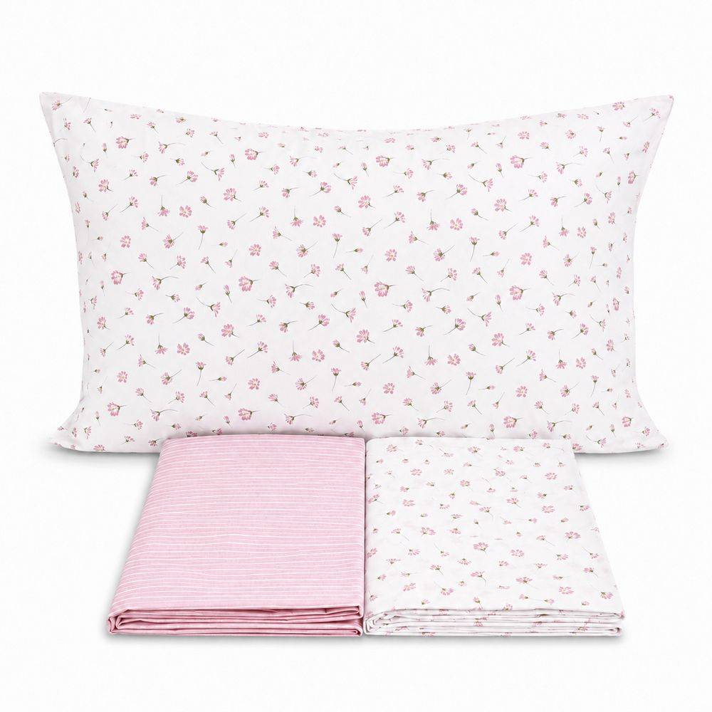 Completo Lenzuola Margherite rosa matrimoniale