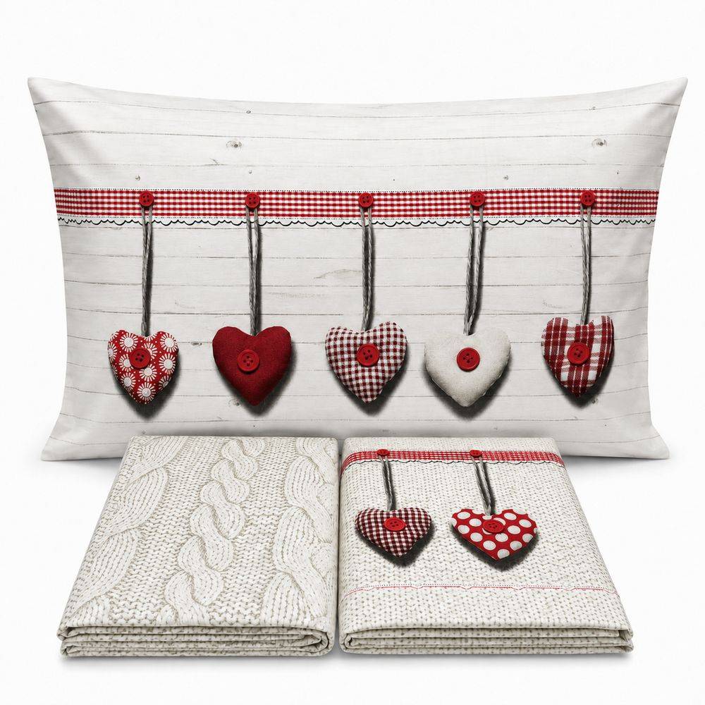 Completo Lenzuola Cuori appesi rosso Matrimoniale