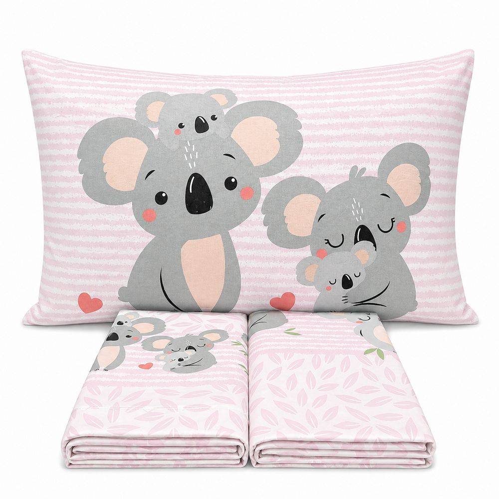 Completo Lenzuola Koala family rosa Singolo