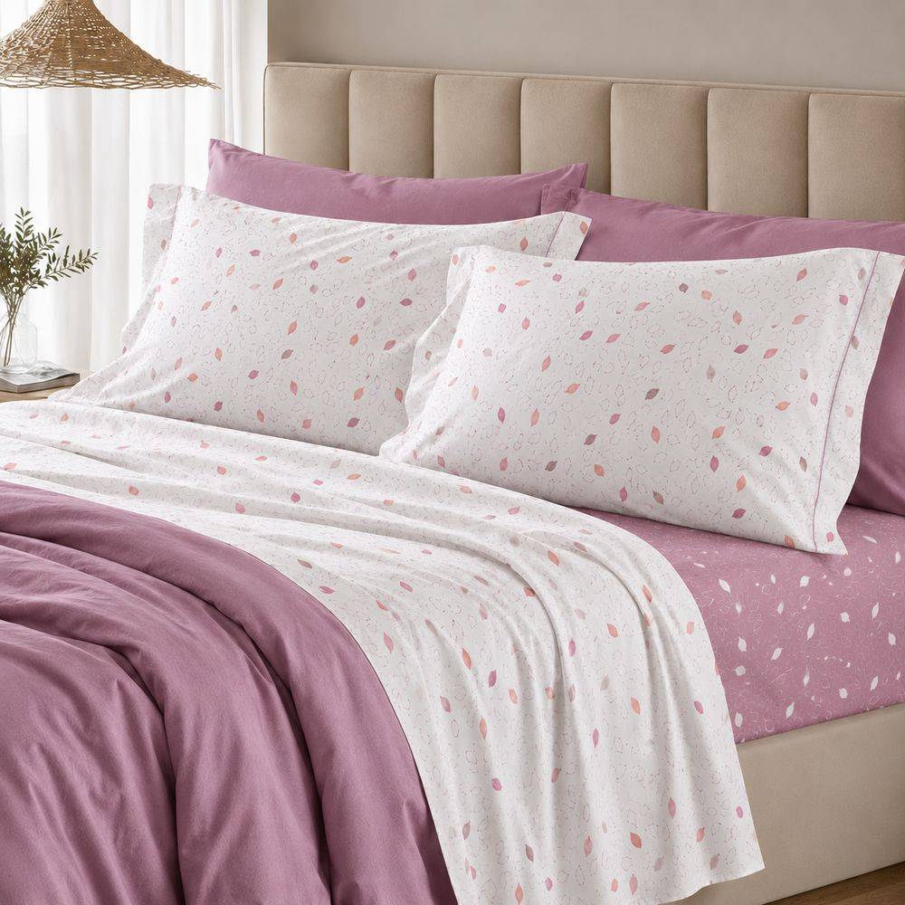 Completo Lenzuola Goccia rosa Piazza e mezzo