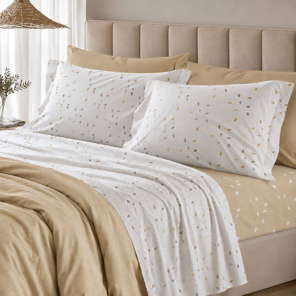 Completo Lenzuola Goccia beige Piazza e mezzo