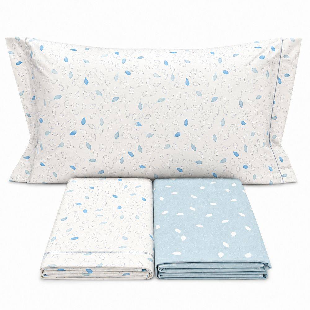 Completo Lenzuola Goccia azzurro Singolo