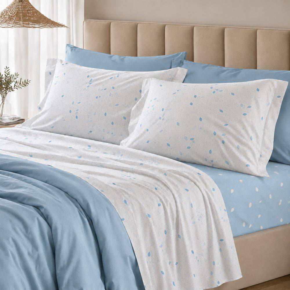 Completo Lenzuola Goccia azzurro Piazza e mezzo