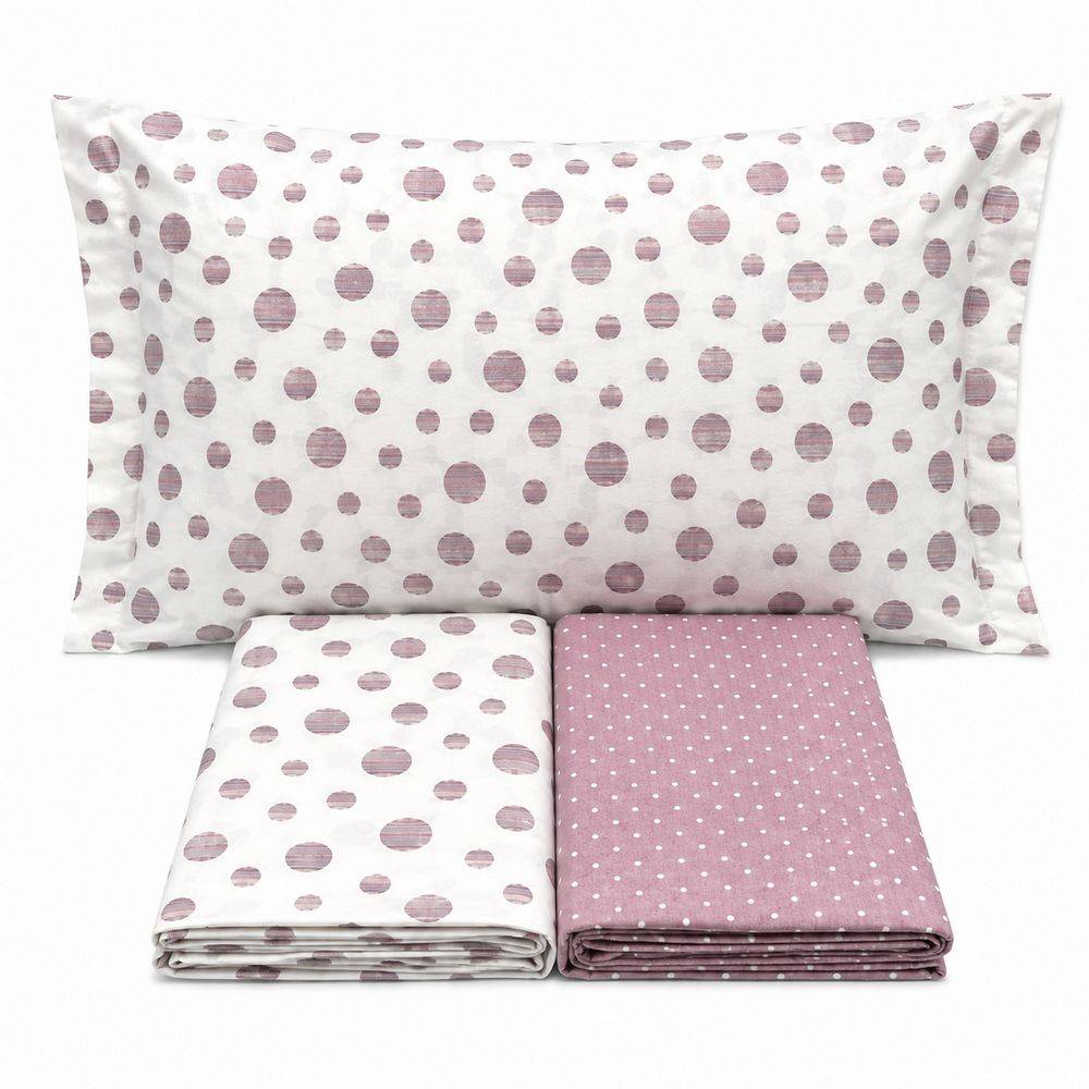 Completo Lenzuola Dandy pois rosa Piazza e mezzo