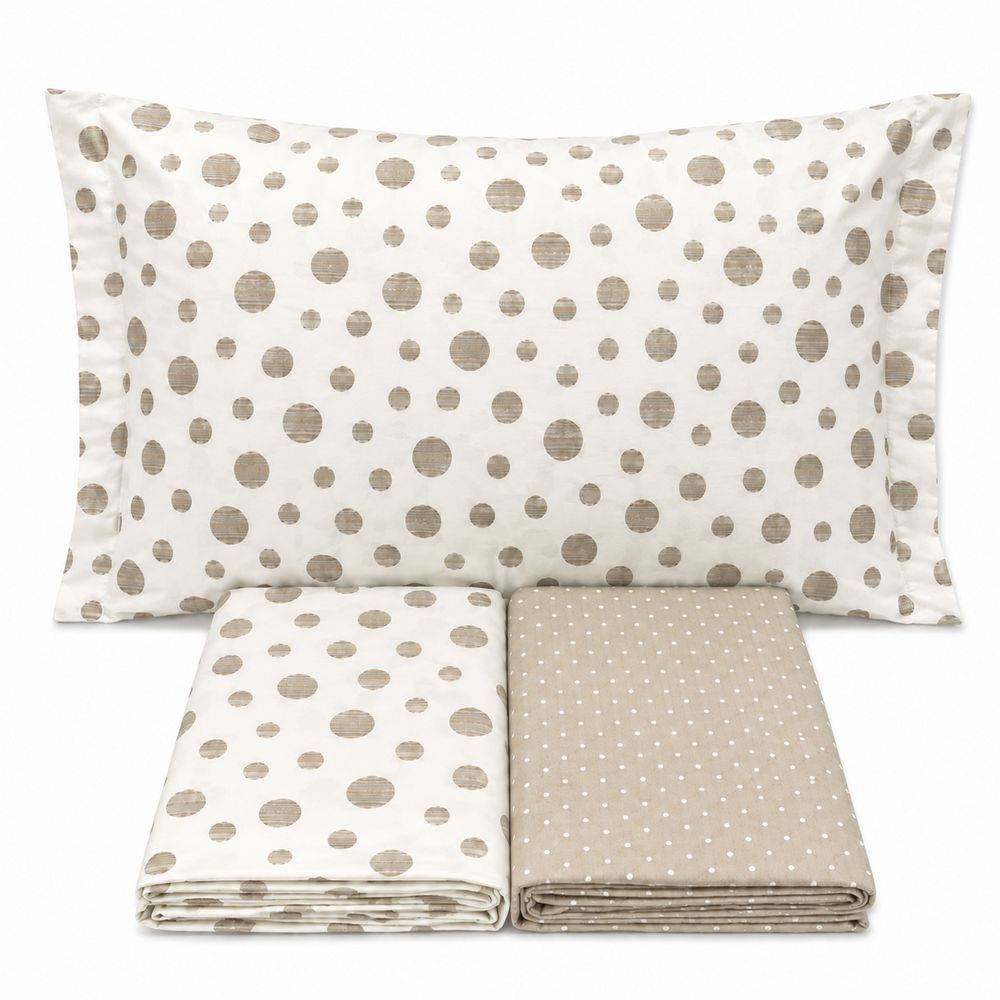 Completo Lenzuola Dandy pois tortora Piazza e mezzo