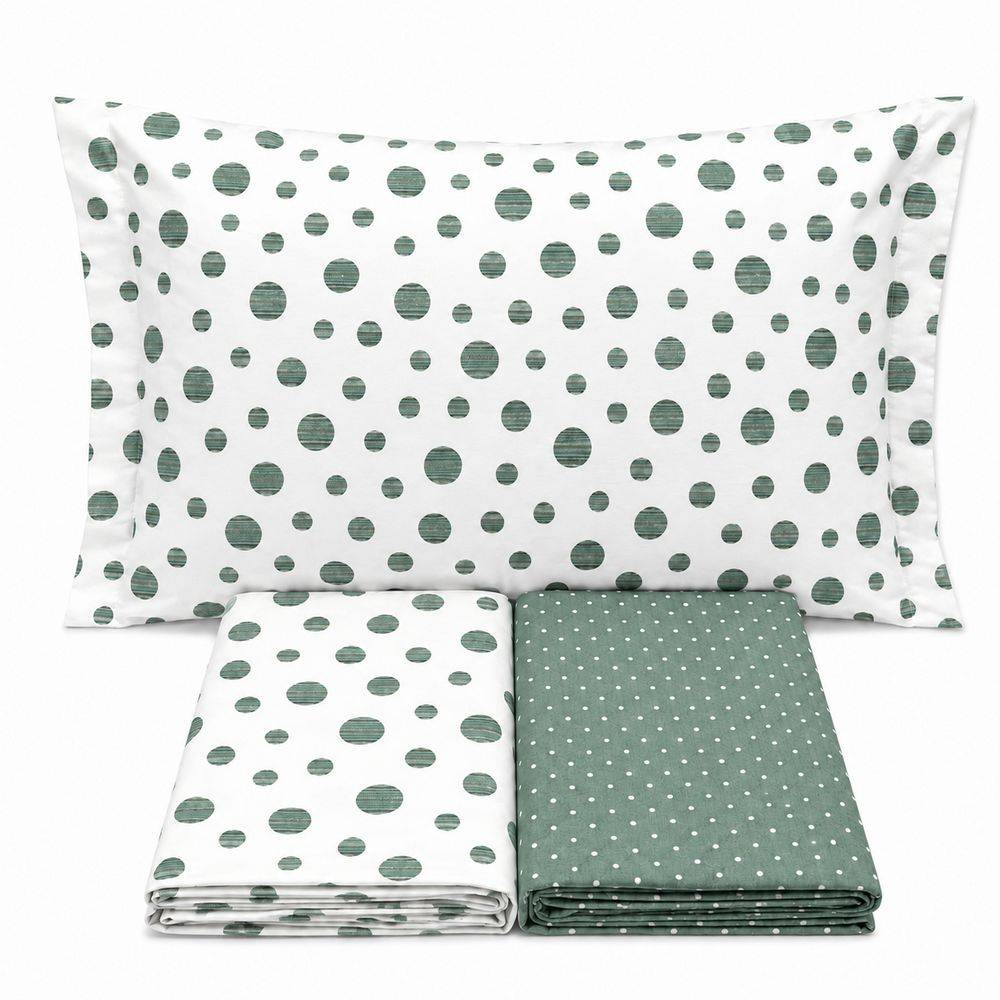 Completo Lenzuola Dandy pois verde Piazza e mezzo
