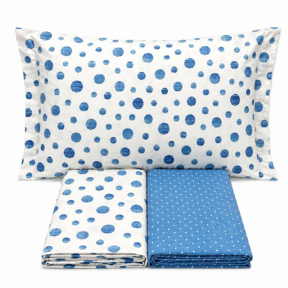 Completo Lenzuola Dandy pois azzurro Piazza e mezzo