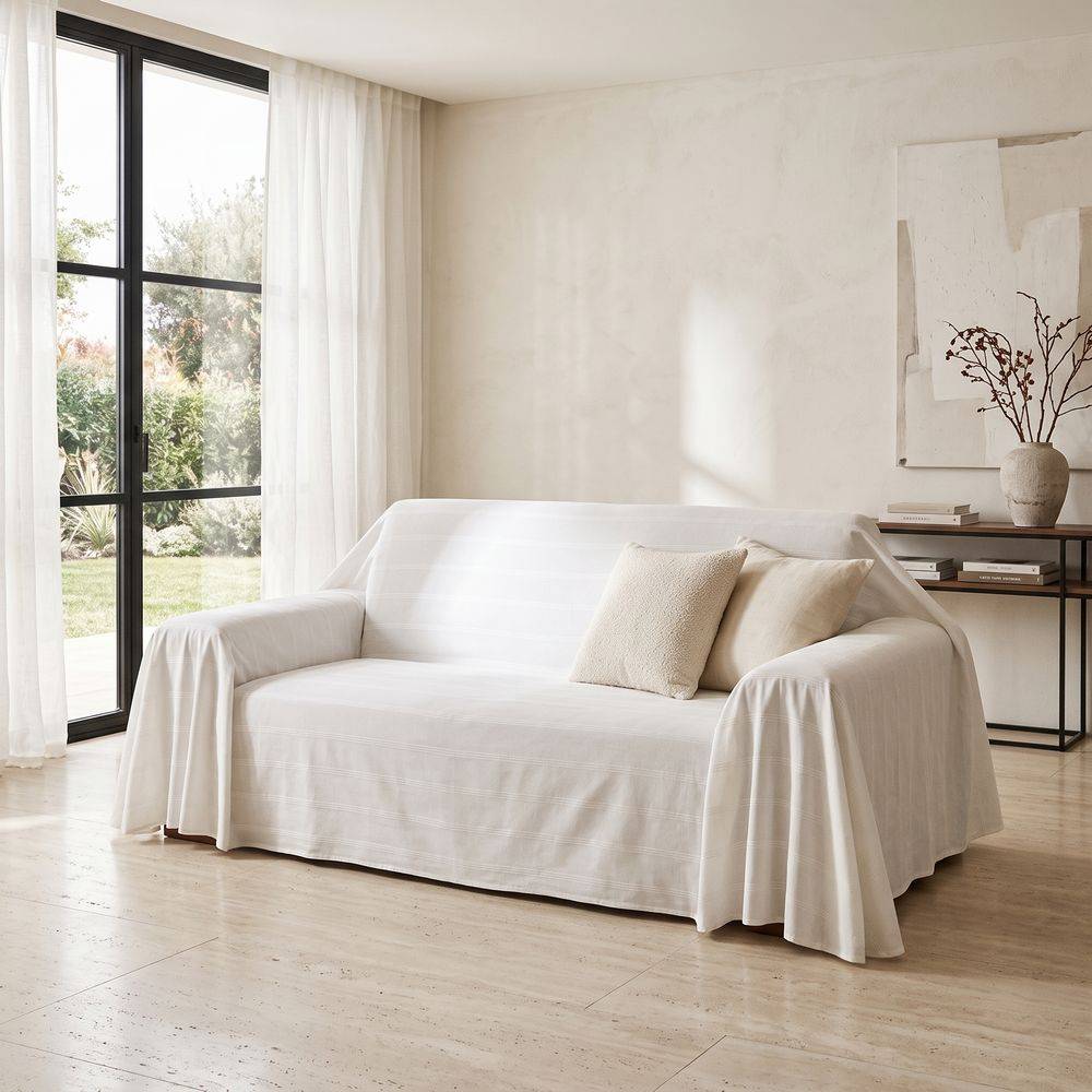 Copridivano Copritutto Marsy Panna con righe bianche 250x250