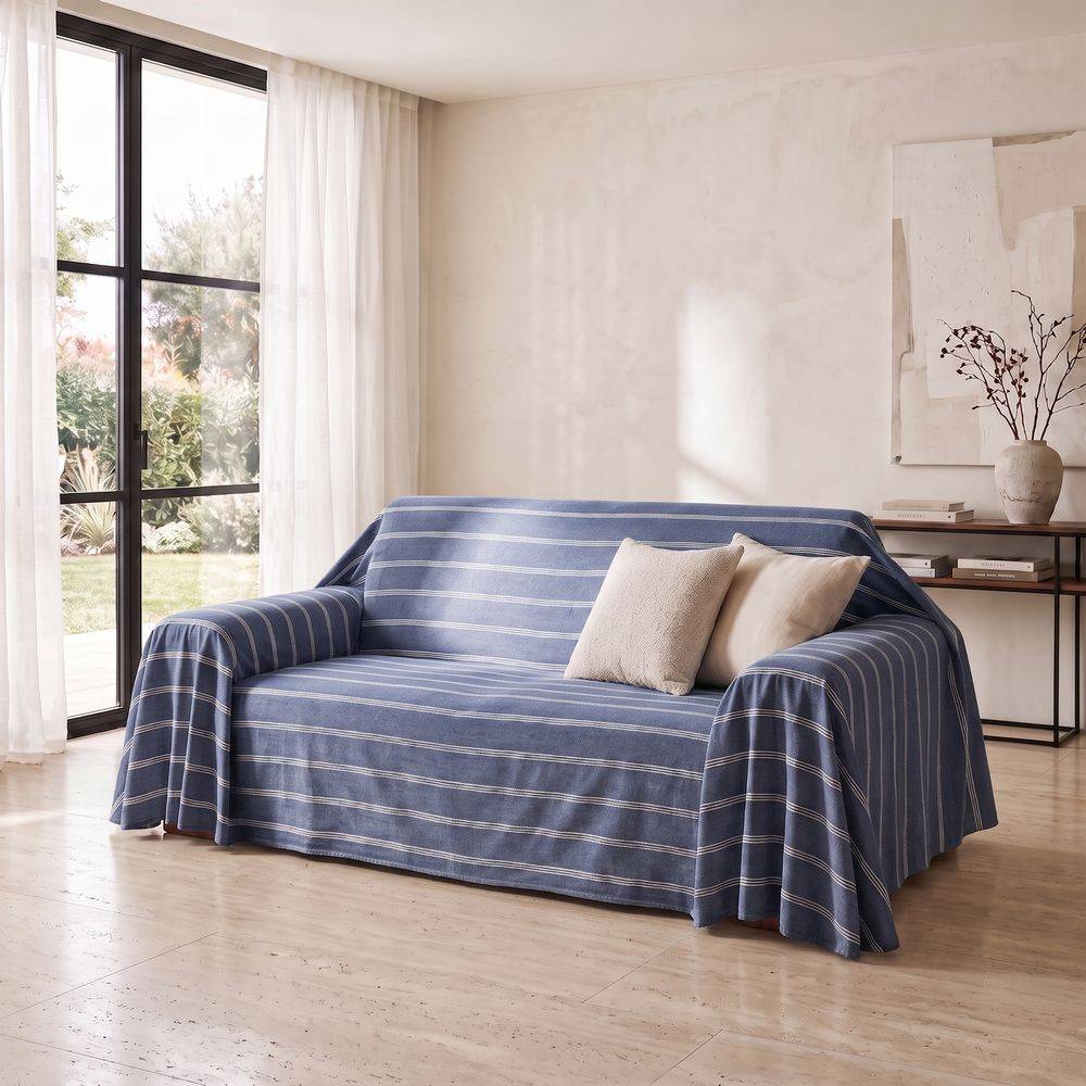 Copridivano Copritutto Marsy Denim con righe bianche 250x250
