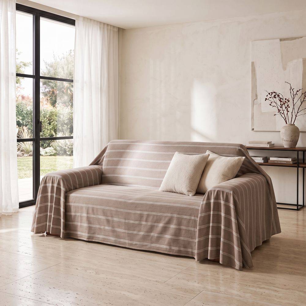 Copridivano Copritutto Marsy Tortora con righe bianche 250x250