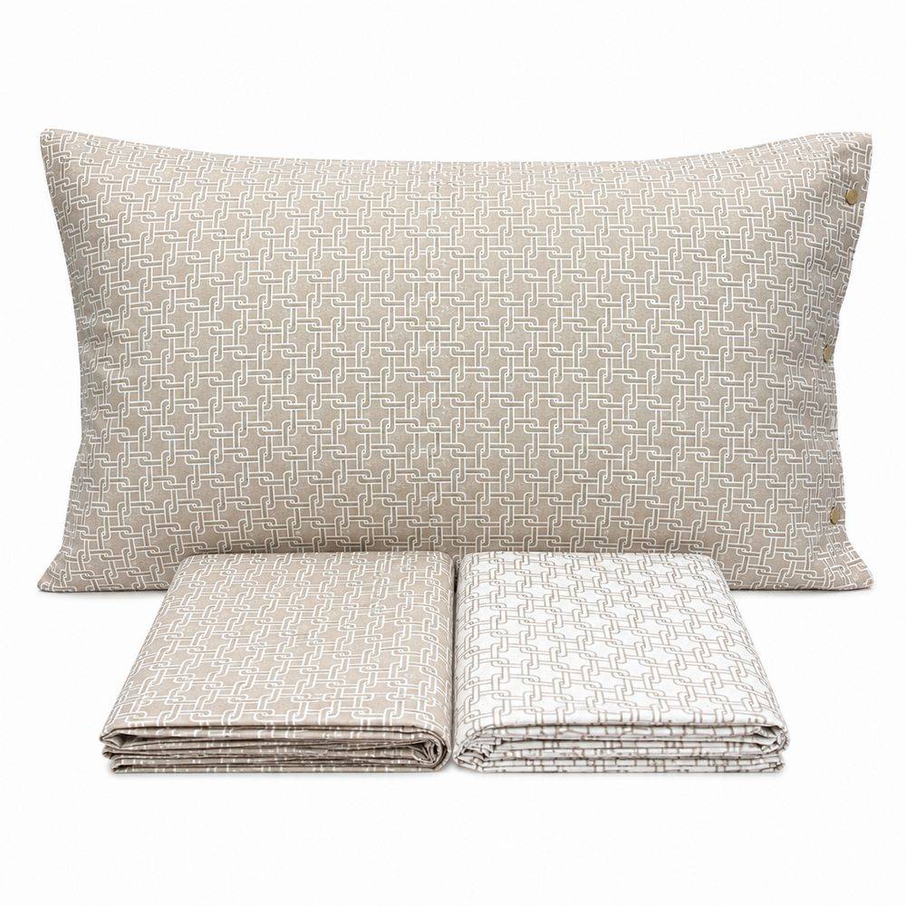 Completo Lenzuola catena beige piazza e mezzo