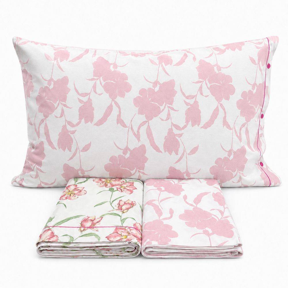 Completo Lenzuola magnolia rosa piazza e mezzo