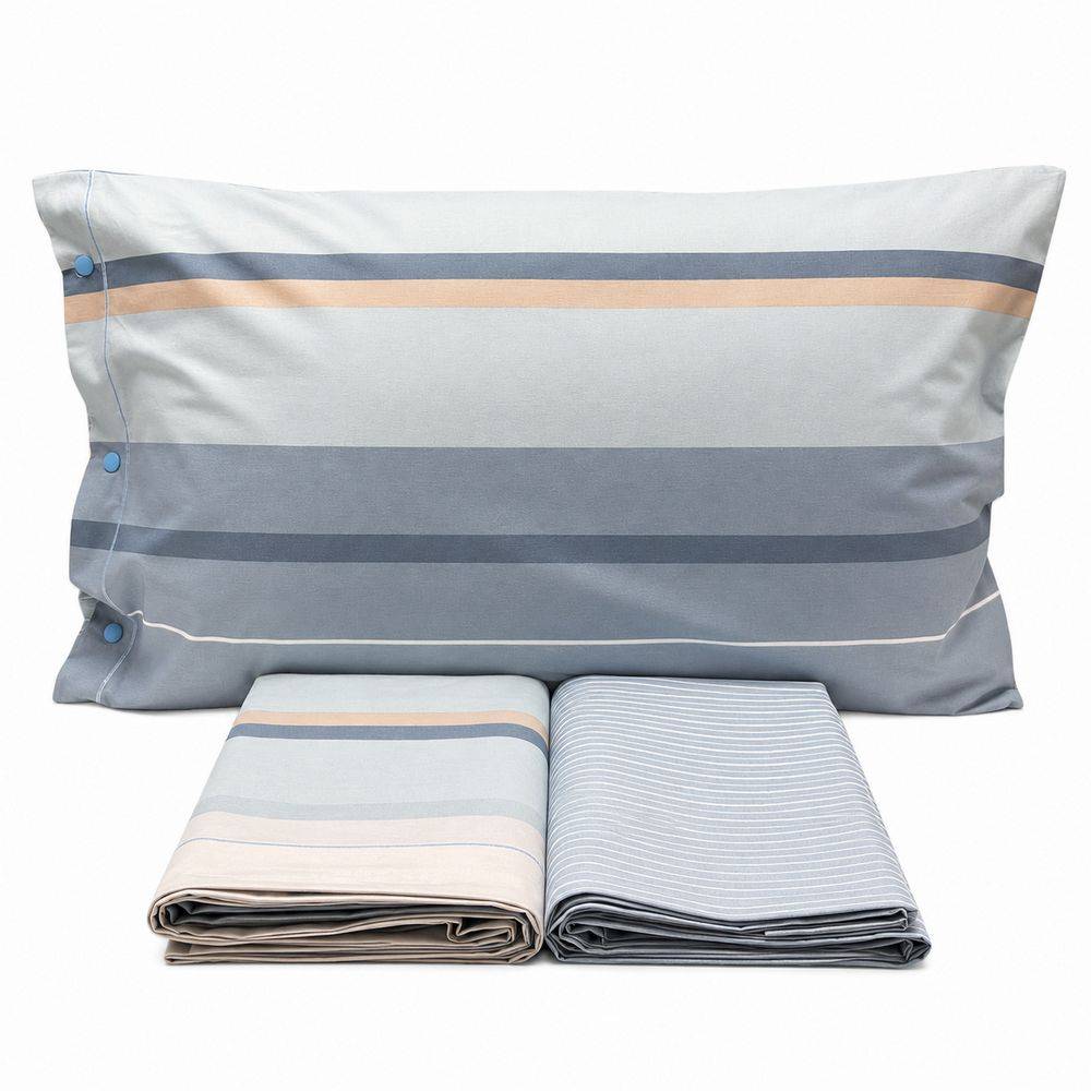 Completo Lenzuola scia rigato azzurro Singolo
