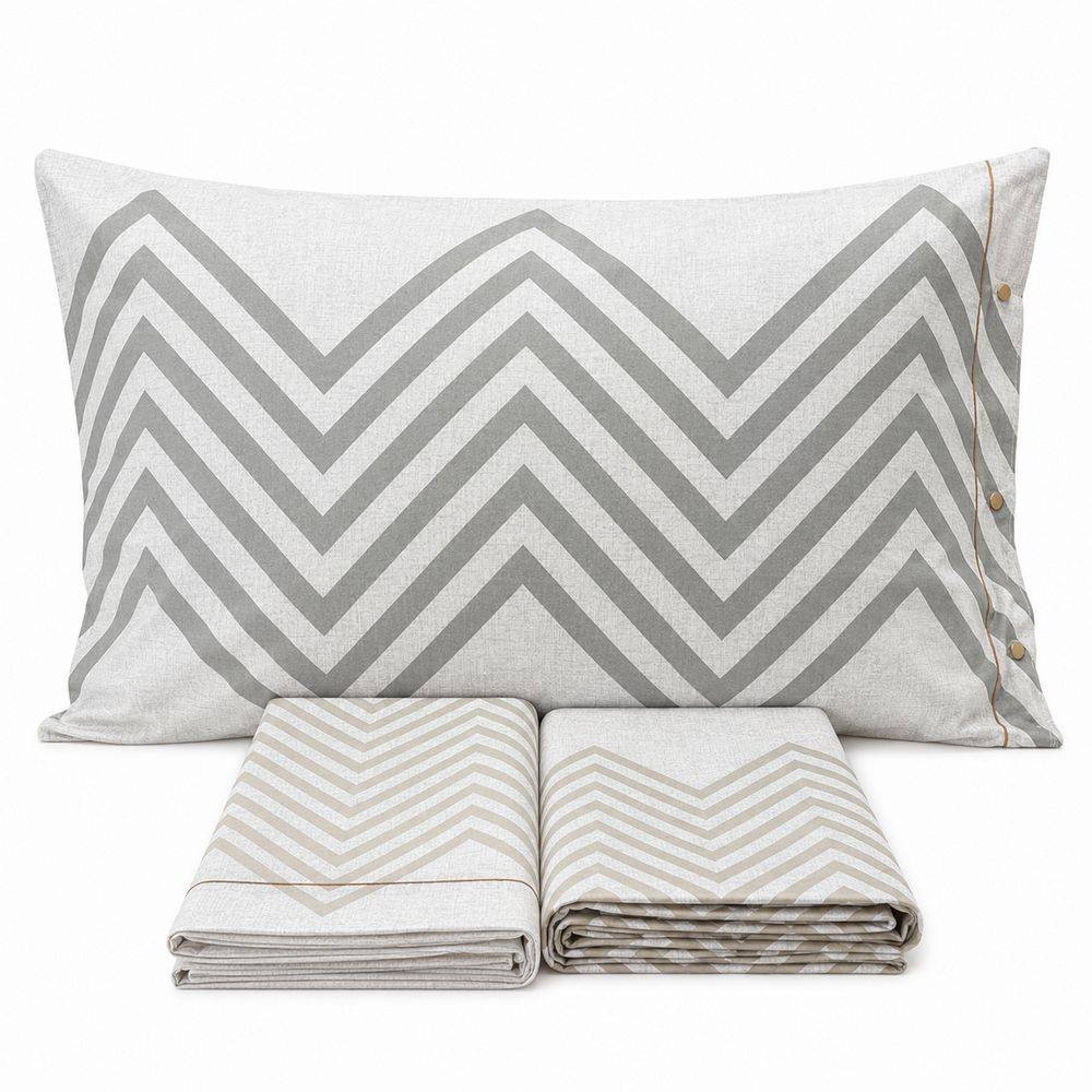 Completo Lenzuola zig zag beige Singolo