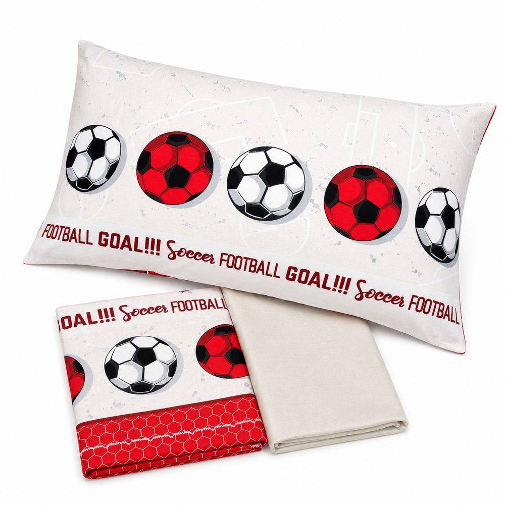 Completo Lenzuola Calcio Rosso Piazza e mezzo