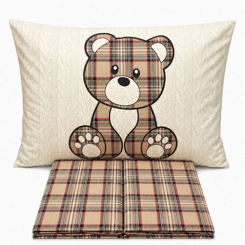 Completo Lenzuola Orsetto Kilt Tortora Piazza e mezzo