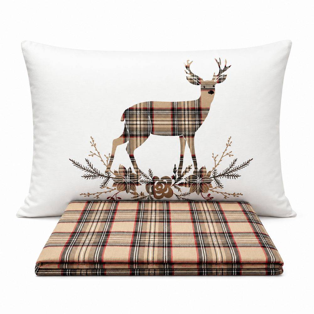 Completo Lenzuola Tartan Cervo Beige Piazza e mezzo