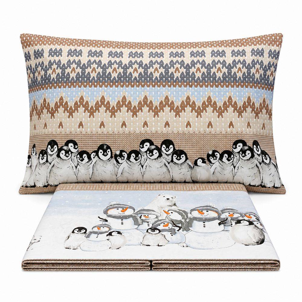 Completo Lenzuola Pinguini Beige Piazza e mezzo