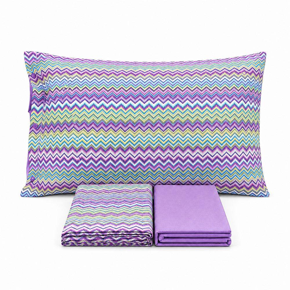 Completo Lenzuola Baia zig zag Viola Singolo
