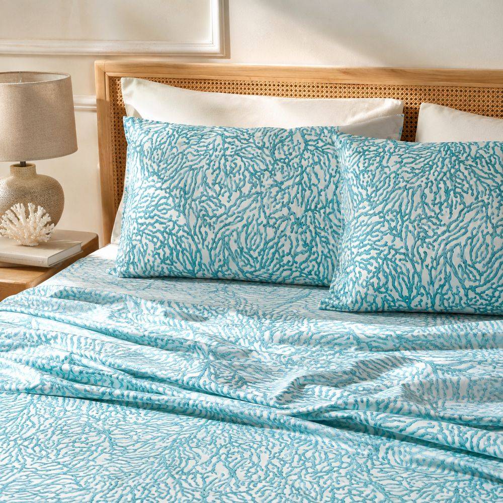 Completo Lenzuola Mersin coralli tiffany piazza e mezzo