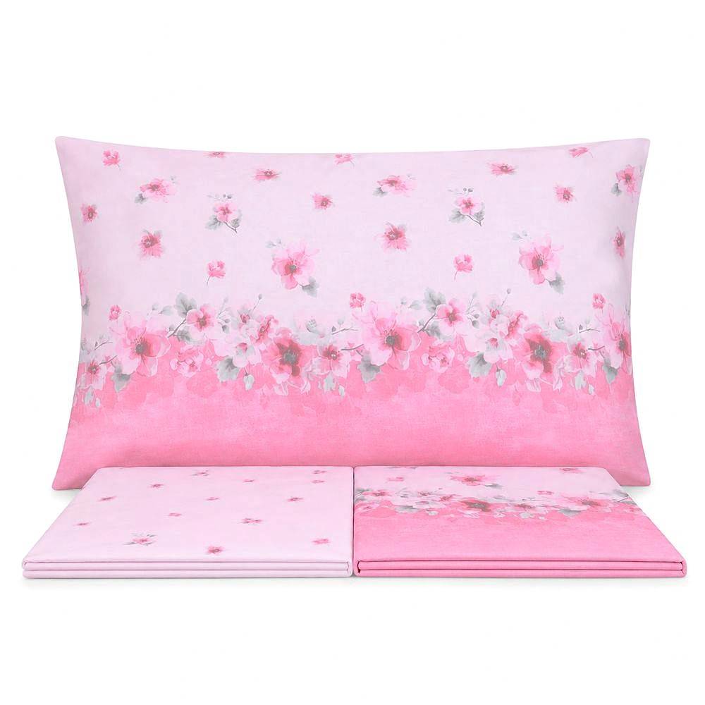 Completo Lenzuola Switch Flowers Rosa Matrimoniale