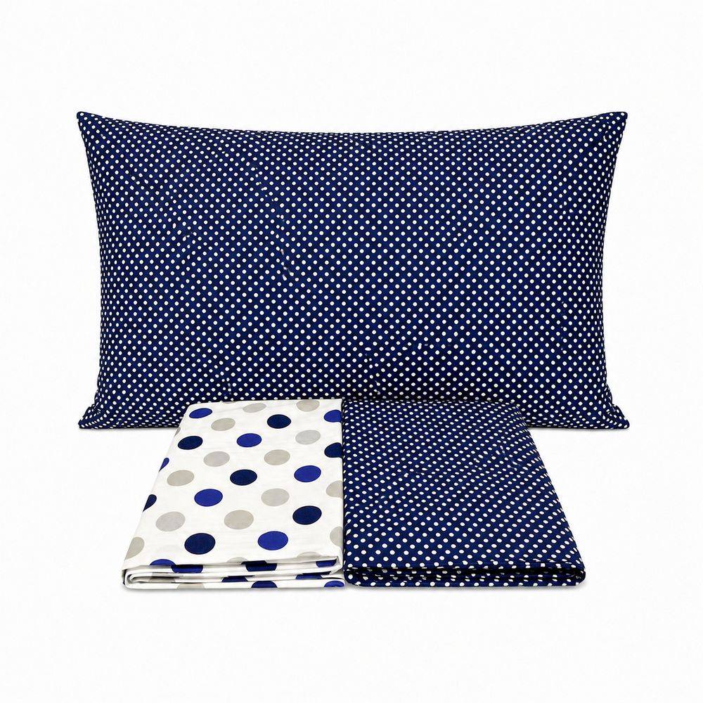 Completo Lenzuola Pois blu singolo