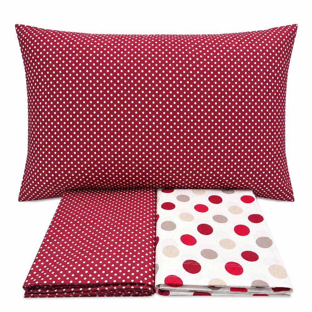 Completo Lenzuola Pois rosso singolo