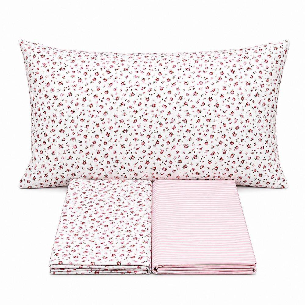 Completo Lenzuola Emy roselline rosa singolo