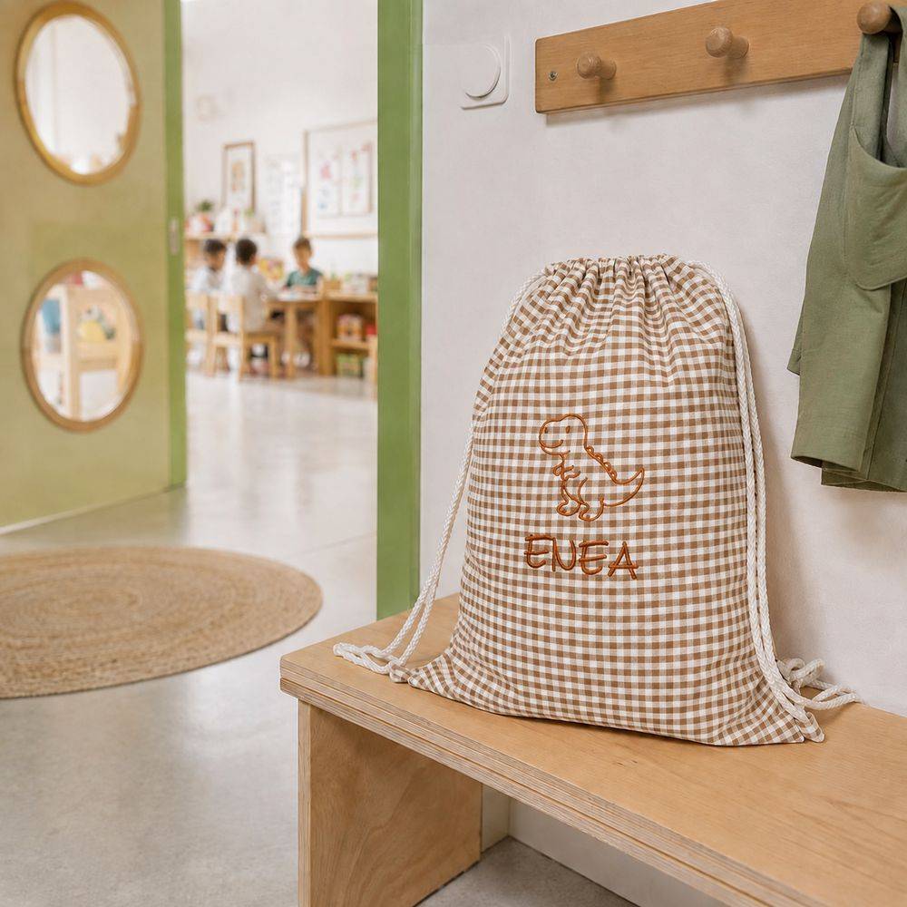 Sacca Scuola Indanthreen Quadretto Piccolo Nocciola