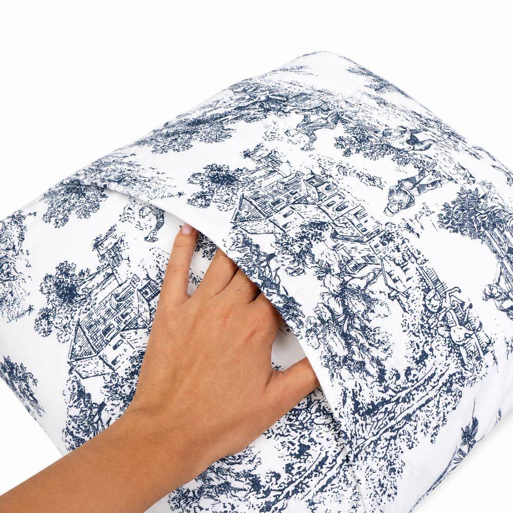 Federa cuscino Toile de Jouy Blu 40 x 40 