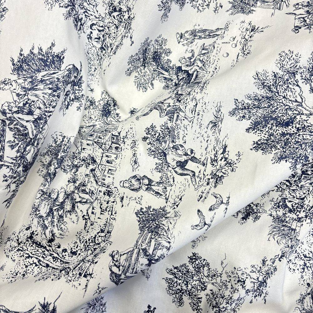 Federa cuscino Toile de Jouy Blu 40 x 40 