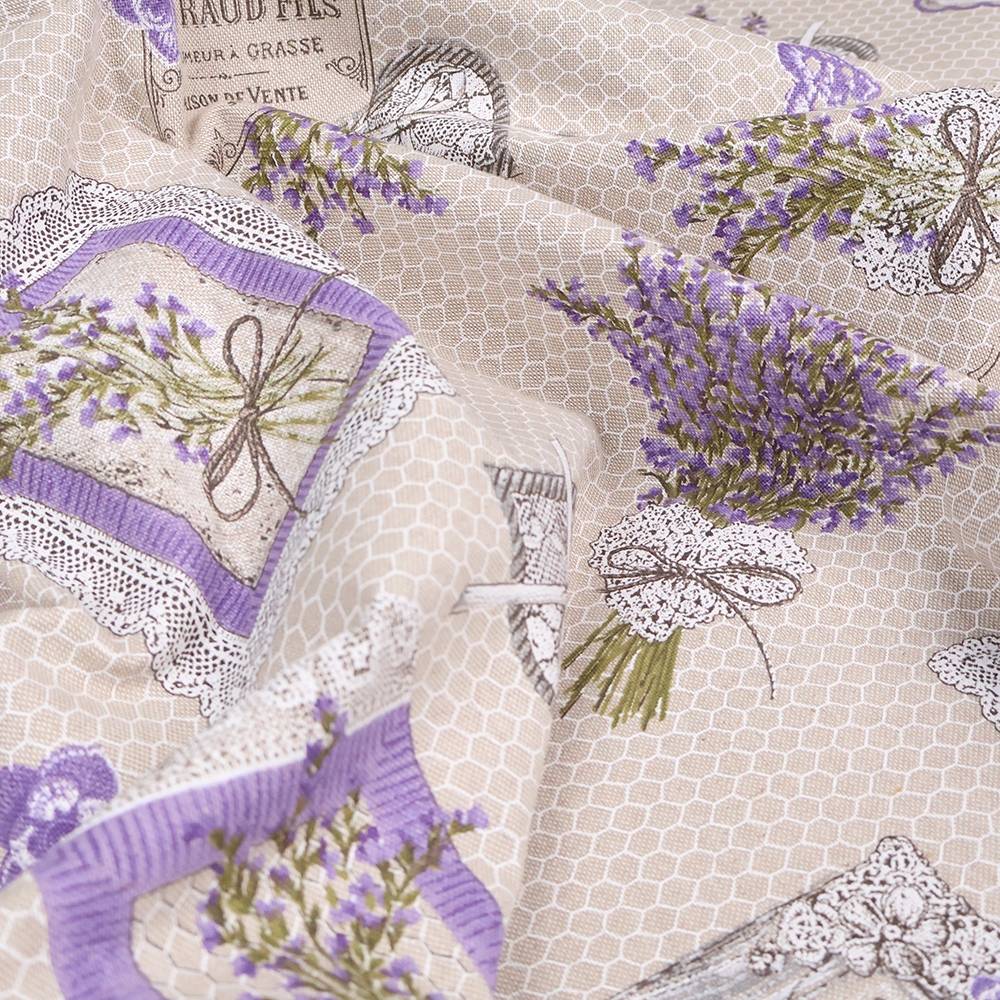 Federa cuscino Lavanda Provenzale fondo Beige 40 x 40