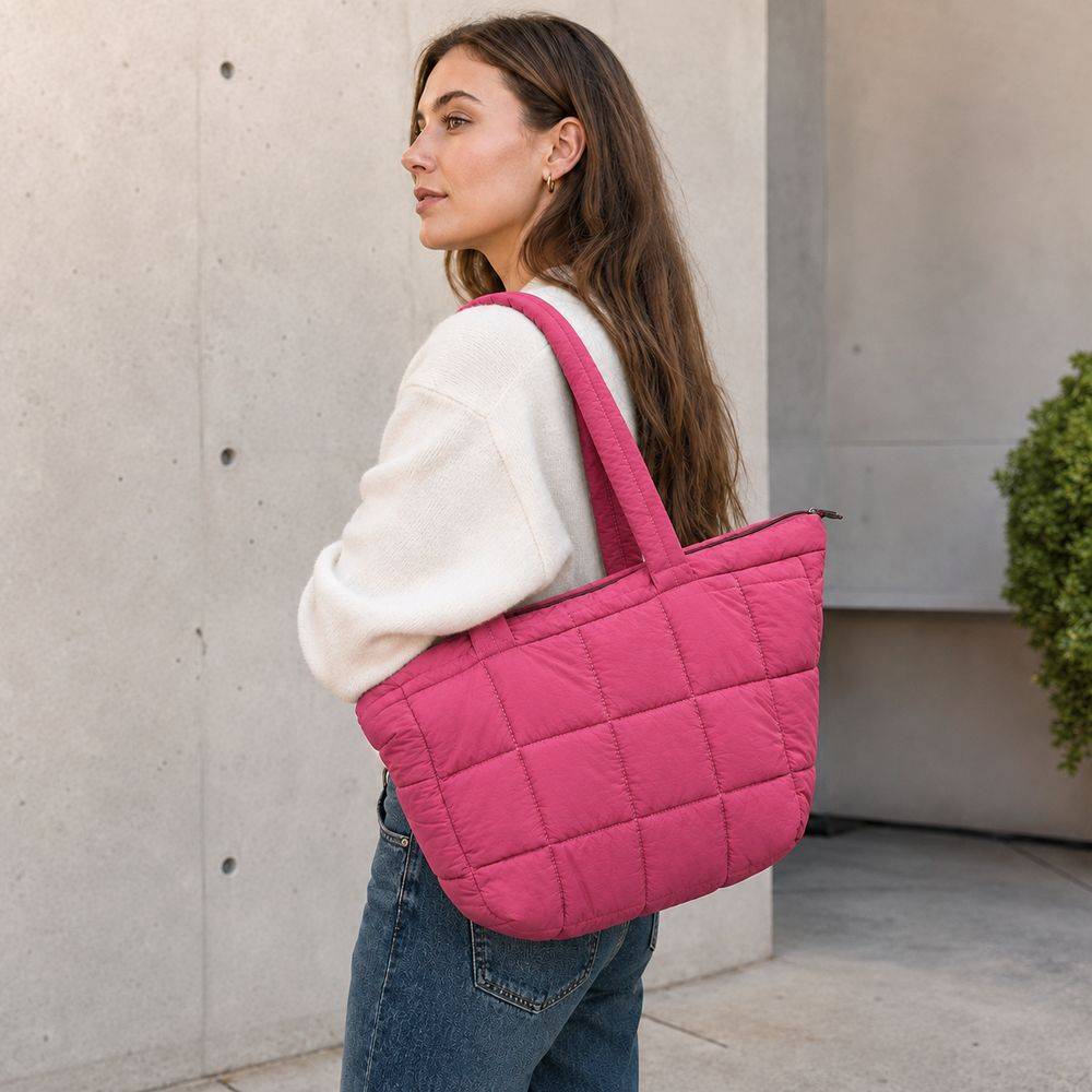 Borsa Tote trapuntata puffer Louise Fucsia