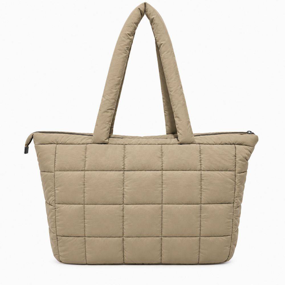Set Borsa Tote + pochette trapuntata puffer louise Tortora