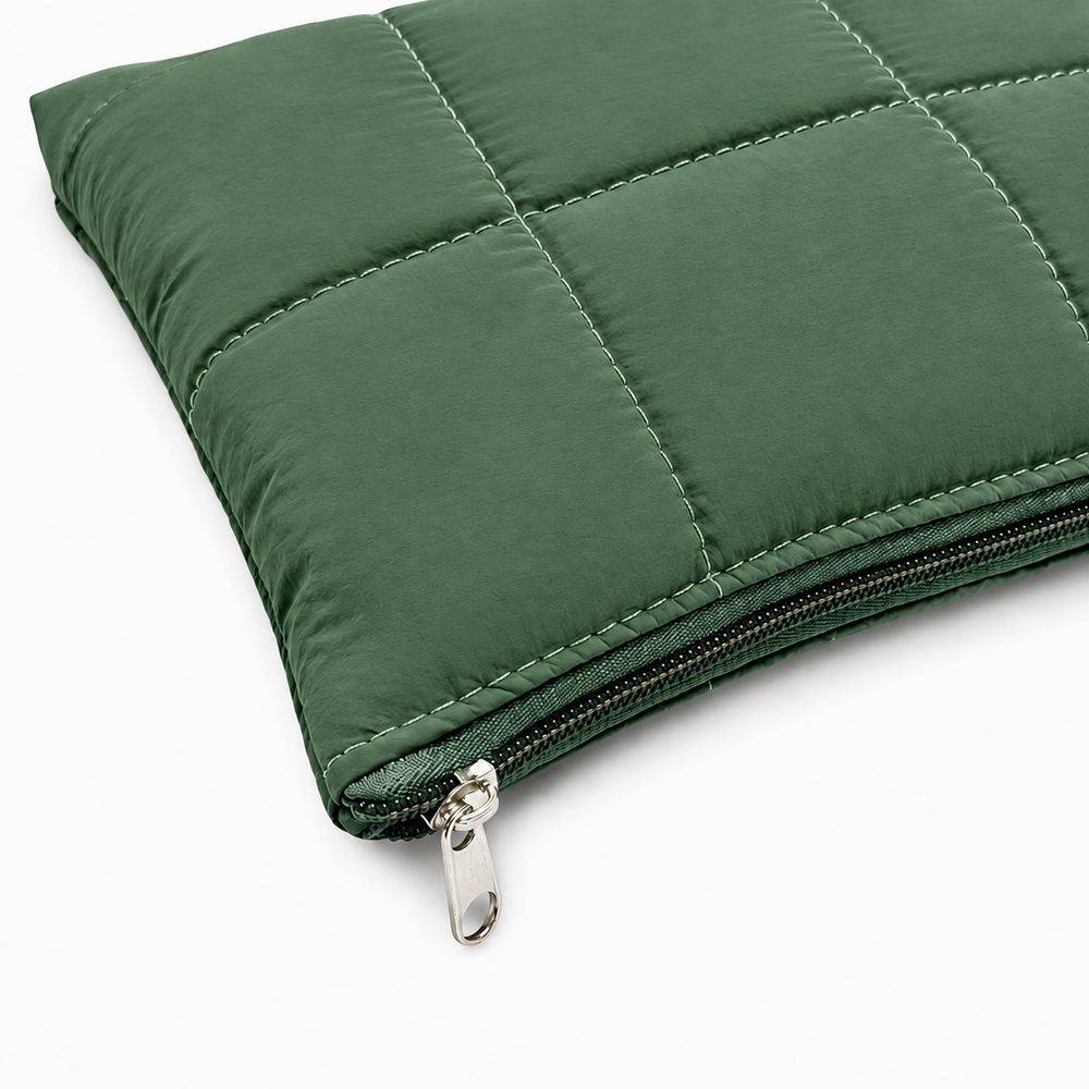 Set Borsa Tote + pochette trapuntata puffer louise Verde